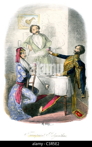 A scene from the novel Penelope Wedgebone, the supposed heiress by Lieutenant-Colonel Hort Stock Photo