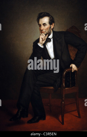 Abraham Lincoln (1809-1865). President in 1860. Portrait (1887) by George Peter Alexander Healy. Stock Photo