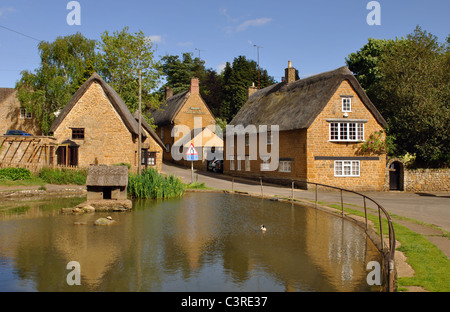 The village duckpond, Wroxton, Oxfordshire, England, UK Stock Photo