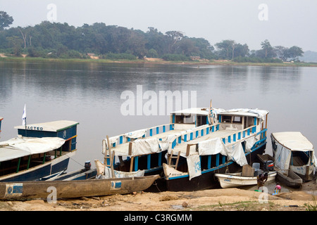 ACTED boats Betou Republic of Congo Stock Photo
