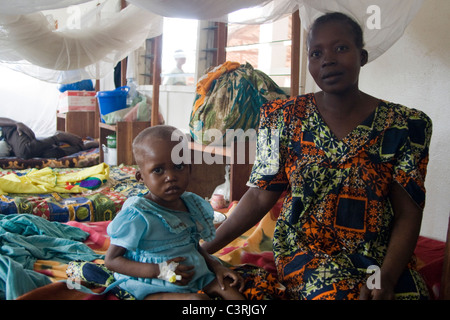 Malnourished child in pediatric ward ,Betou hospital MSF,Republic of Congo Stock Photo