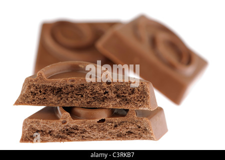 Halved stack of Cadbury dairy milk biscuits Stock Photo