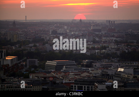 City panorama at sunset, Berlin, Germany Stock Photo