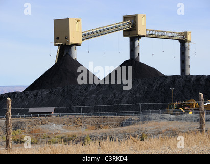 Coal Stockpile at Rural Power Plant Stock Photo