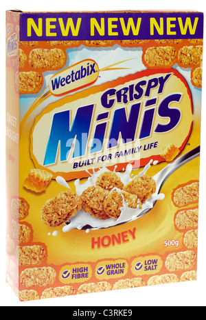 500 gram box of New Weetabix honey crispy minis breakfast cereal Stock Photo