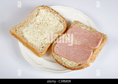 Spam sandwich on wholemeal bread Stock Photo