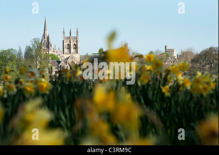 Spring in Oxford and the University looks great in the colours from Christchurch Meadow Stock Photo