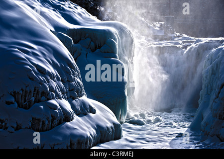 Letchworth State Park Castile New York USA upper falls in winter Stock Photo