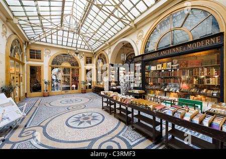 Secondhand bookshop in the Galerie Vivienne in the 2nd Arrondissement, Paris, France Stock Photo