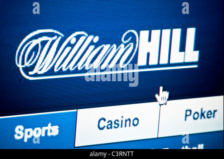 Close up of the William Hill logo as seen on its website. (Editorial use only: print, TV, e-book and editorial website). Stock Photo