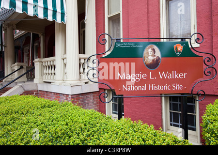 Maggie L Walker National Historic Site, historic black neighborhood, E Leigh Street, Jackson Ward neighborhood Richmond, VA Stock Photo