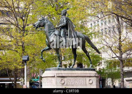 Revolutionary War General Casimir Pulaski Statue in Washington DC Stock Photo