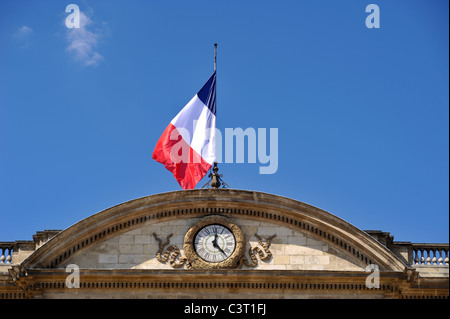 France, Bordeaux, Palais Rohan, town hall, french flag Stock Photo