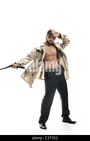 Handsome man pulling a line Stock Photo - Alamy