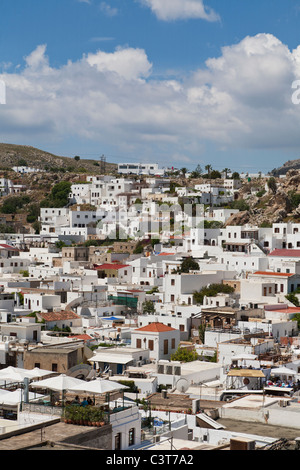 Lindos rooftops Rhodes Greece Stock Photo - Alamy