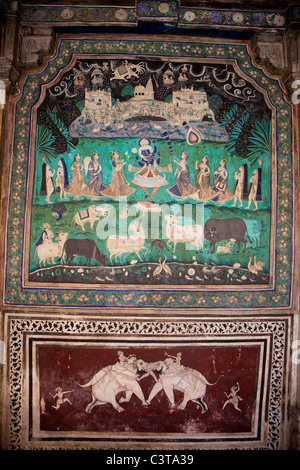 Artwork and paintings of Taragarh fort in Bundi, Rajasthan, India Stock Photo