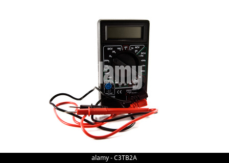 digital multimeter isolated on a white background Stock Photo