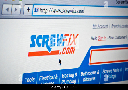 Close up of the Screwfix logo as seen on its website. (Editorial use only: print, TV, e-book and editorial website). Stock Photo