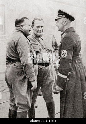 Members of the Blood Order.  Left to right: Christian Weber, Hermann Goering and Heinrich Himmler. Stock Photo