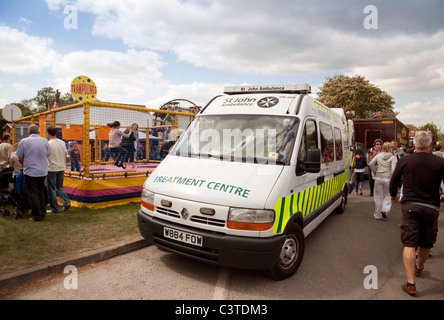 St John ambulance on stand by at a village fete, Reach village Cambridgeshire UK Stock Photo