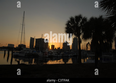 Sunset shows the skyline St. Petersburg, Florida Stock Photo