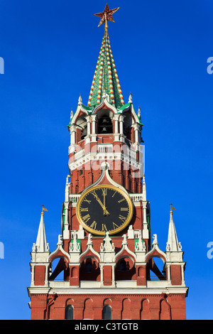 A Spassky tower of Moscow Kremlin at Red square, Russia Stock Photo