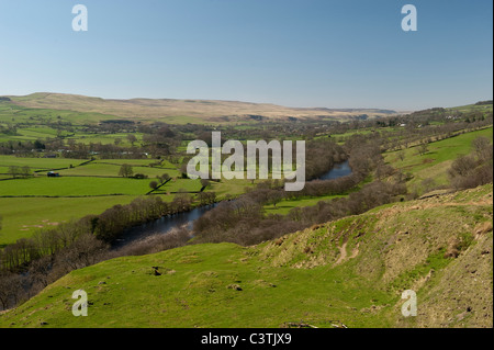 Looking up Teesdale valley from Eggleston towards Middleton in Teesdale Stock Photo