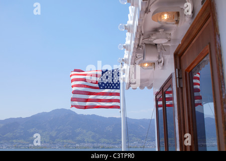 US Flag in Boat Stock Photo