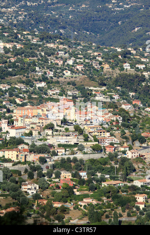 The hilltop perched village of Falicon in the back country of Nice city Stock Photo