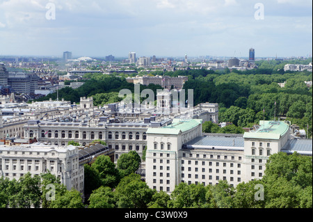 view from London Eye, including Ministry of Defence building, the Foreign Office and Buckingham Palace in the distance Stock Photo