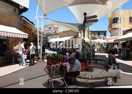 street scene with blind vegetable seller, Nicosia, Northern Cyprus Stock Photo