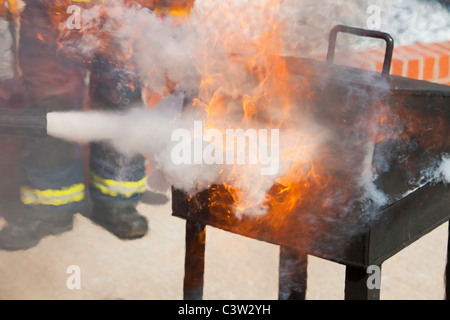 A fire fighting exercise. Stock Photo