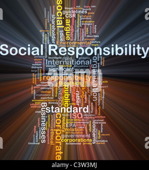 Background concept wordcloud illustration of social responsibility glowing light Stock Photo