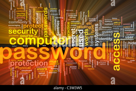 Background concept wordcloud illustration of password glowing light Stock Photo