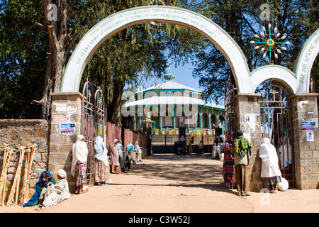 Pilgrims at the Entoto Maryam Church, Entoto Mountains, Addis Ababa, Ethiopia. Stock Photo