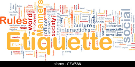 Background concept wordcloud illustration of etiquette Stock Photo