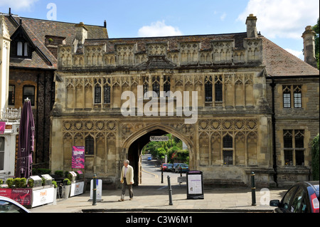 The Benedictine Priory Gatehouse which is the entrance to Great Malvern Museum, Worcestershire. Stock Photo
