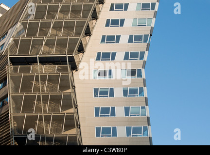 Modern Schild (Shield) Annex Building, Revitalized Gasometer B by Architect Coop Himmelb(l)au, Simmering, Vienna (Wien), Austria Stock Photo