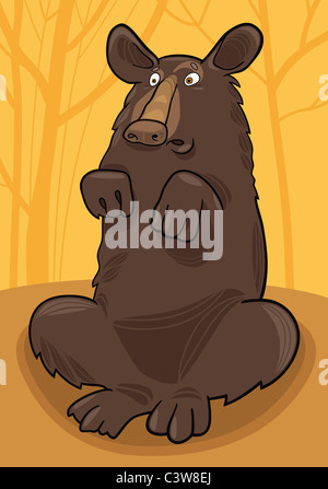 cartoon illustration of American black bear Baribal Stock Photo