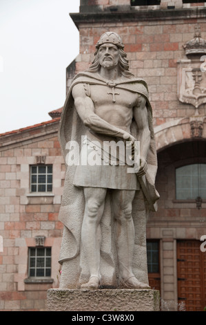Statue of Don Pelayo first king of Spain Cangas de Onis Asturias Spanish Picos de Europa Stock Photo