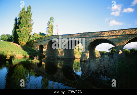 RIchmond Bridge (1823) in Richmond, Tasmania, is the island's oldest bridge and was built by convincts from sand stone, Australia Stock Photo