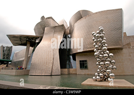 The Guggenheim Museum Bilbao modern contemporary art designed by Canadian American architect Frank Gehry Spain Basque Country Stock Photo