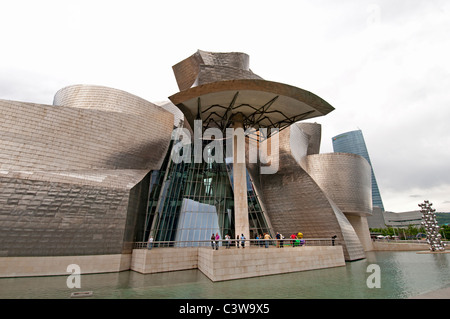 The Guggenheim Museum Bilbao modern contemporary art designed by Canadian American architect Frank Gehry Spain Basque Country Stock Photo