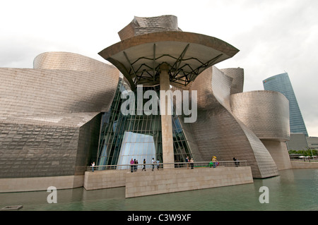 The Guggenheim Museum Bilbao modern contemporary art designed by Canadian American architect Frank Gehry Spain Basque Country Stock Photo