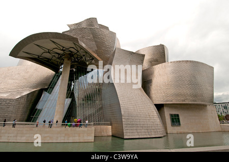 The Guggenheim Museum Bilbao modern contemporary art designed by Canadian American architect Frank Gehry Spain Basque Country Stock Photo