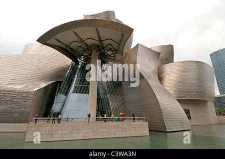 The Guggenheim Museum Bilbao modern contemporary art designed by Canadian American architect Frank Gehry Spain Basque Country Stock Photo