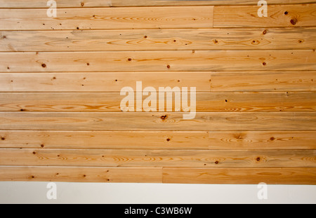 Blue stained pine, or denim pine, is used in a ceiling.  The stain is carried by mountain pine beetle when it invades a tree. Stock Photo