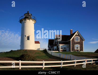 The Nobska Point Lighthouse At Woods Hole On Cape Cod, Massachusetts, USA Stock Photo