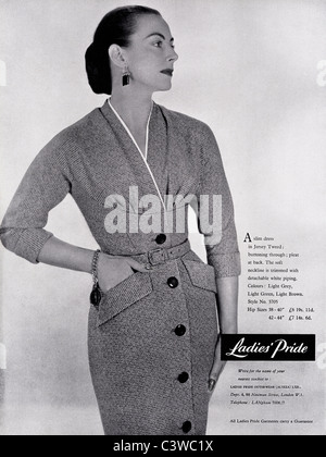 Original full page advertisement in fashion magazine circa 1955 for LADIES' PRIDE dress Stock Photo