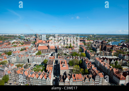 Aerial vie of town from bell tower of St Mary's Church, Gdansk, Poland Stock Photo